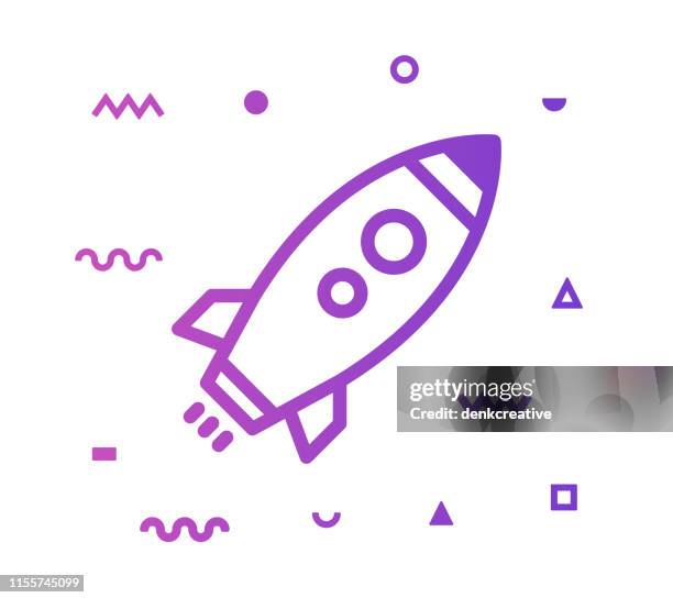 rocket launch line style icon design - new icon stock illustrations