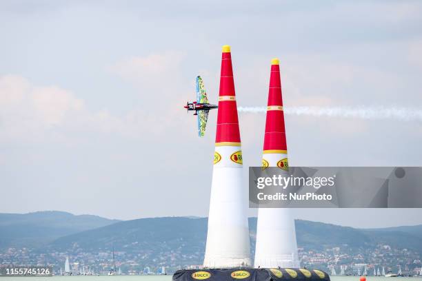 Petr Kopfstein of Check Republic, Team Spielberg competes in Masters Class Round of 14 of Red Bull Air Race World Championship at Lake Balaton,...