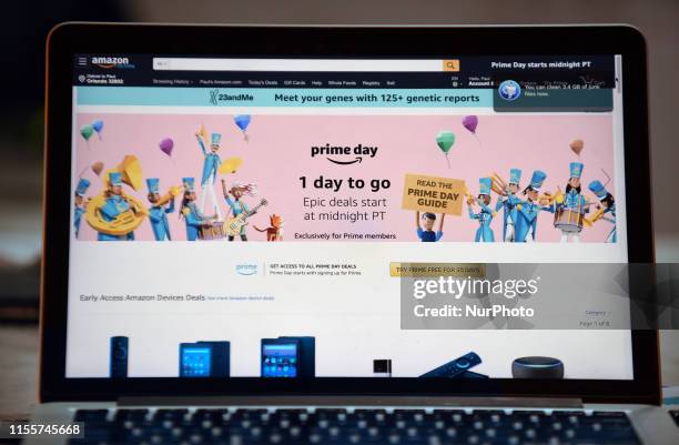 The Amazon website is seen on a computer screen on July 14, 2019 in Orlando, Florida. On July 15 and 16 Amazon holds its annual Amazon Prime Day, a...