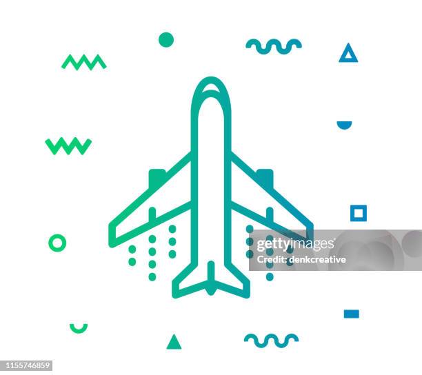 ilustraciones, imágenes clip art, dibujos animados e iconos de stock de aeropuerto línea estilo icono diseño - ala de avión