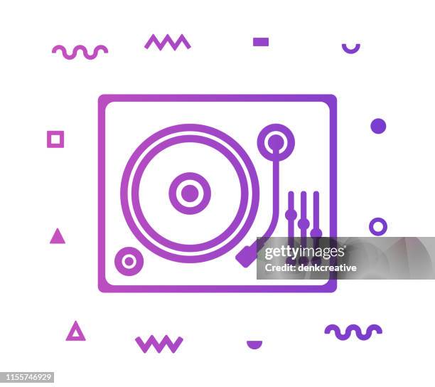 night club line style icon design - turntable stock illustrations