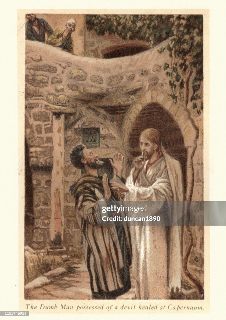 Jesus healing the dumb man possessed of a devil at Capernaum
