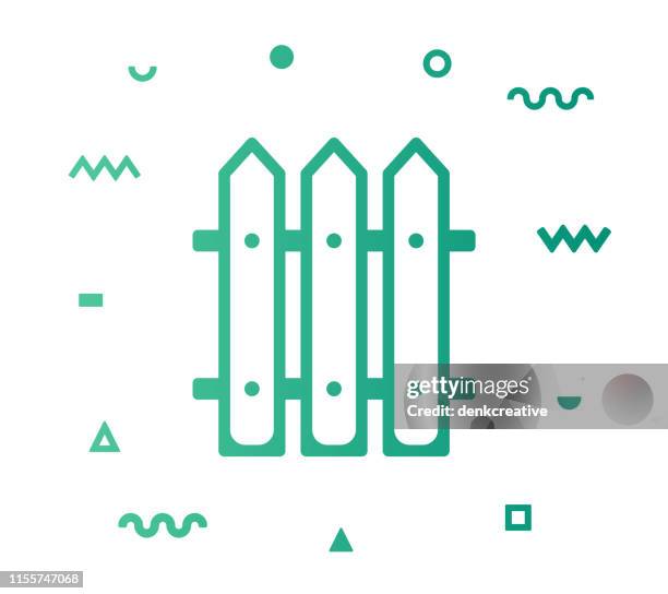 fence line style icon design - timber house stock illustrations