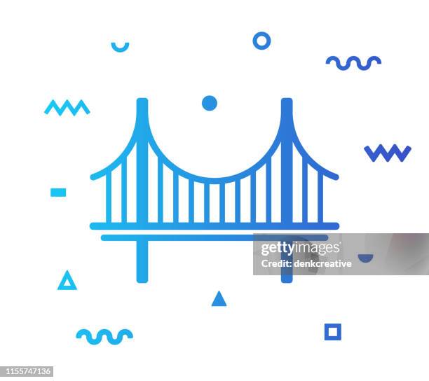 bridge line style icon design - sunset road stock illustrations