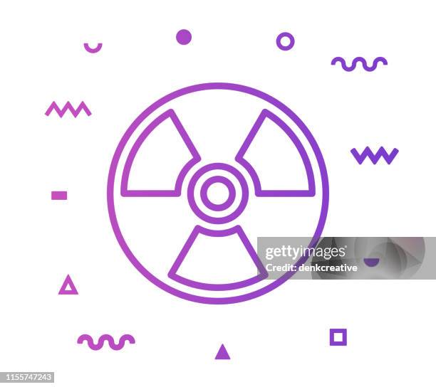 radioactivity line style icon design - caution radiation stock illustrations