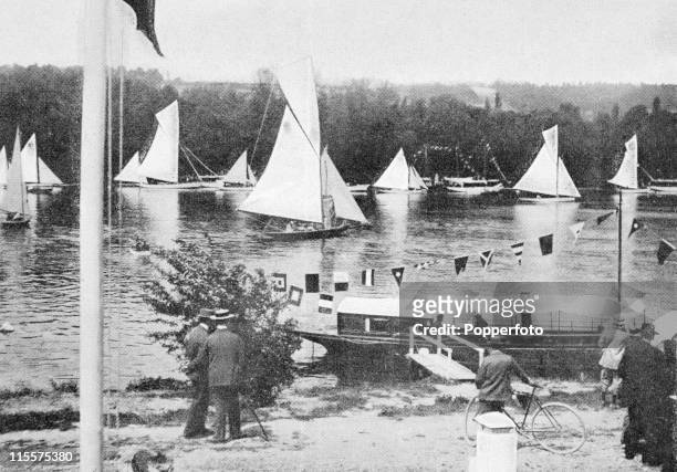 The Olympic Games were held during the Great Exposition in Paris, 1900. This image shows the course for the yachting competition at the bassin de...