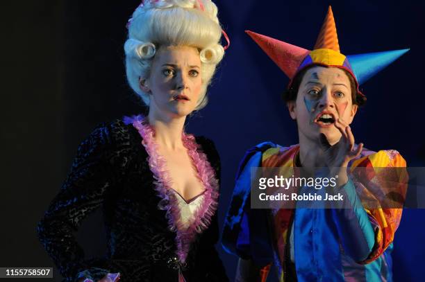 Jennifer France as Princess Elsbeth and Hanna Hipp as Fantasio in Garsington Opera's production of Jacques Offenbach's Fantasio directed by Martin...