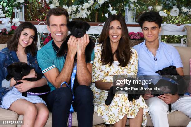 Leila Emmanuelle Mathison, Cameron Mathison, Vanessa Arevalo and Lucas Arthur Mathison on the set of Hallmark's "Home & Family" at Universal Studios...