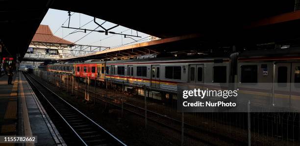 Jakarta, Indonesia, 15 July 2019 : Daily life of Commuter Train in Jakarta. Although Mass Rapid Transportation already operated but commuter train...