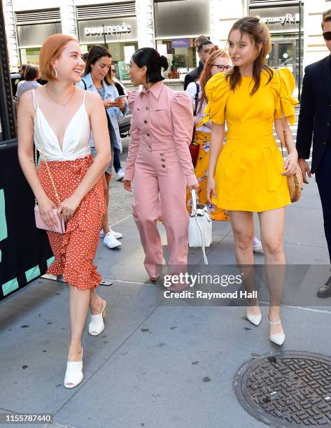 Liana Liberato, Haley Ramm and Brianne Tju are seen outside build studio on July 15, 2019 in New York City.
