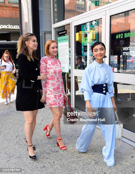 Liana Liberato, Haley Ramm and Brianne Tju are seen outside build studio on July 15, 2019 in New York City.