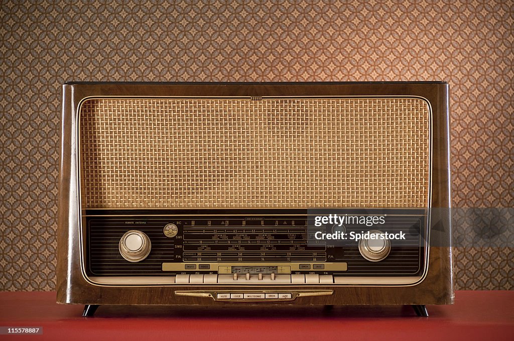 Retro Radio On Red Desk