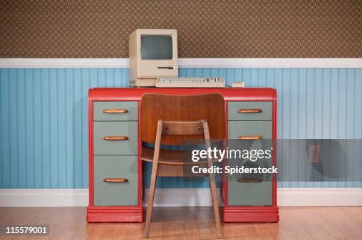 Computer Rack Retro Old Classic Computer On Retro Desk High-Res Stock Photo - Getty Images