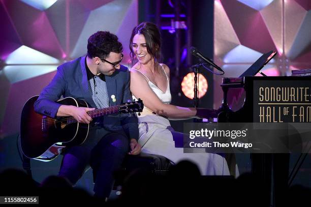 Jack Antonoff and Sara Bareilles perform onstage during the Songwriters Hall Of Fame 50th Annual Induction And Awards Dinner at The New York Marriott...