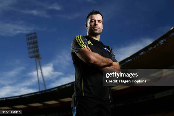James Marshall poses during a Hurricanes Super Rugby captain's run at Westpac Stadium on June 14, 2019 in Wellington, New Zealand.