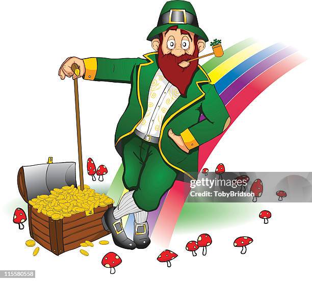 leprechaun - fortune stick stock illustrations