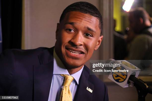 Tigers defensive back Grant Delpit during the 2019 SEC Football Media Days on July 15, 2019 at The Wynfrey Hotel in Hoover, Alabama.