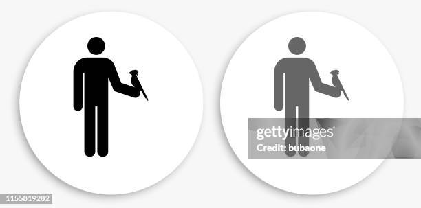 man & parrot black and white round icon - parrot stock illustrations