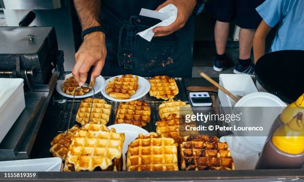 belgium waffles - belgium food stock pictures, royalty-free photos & images