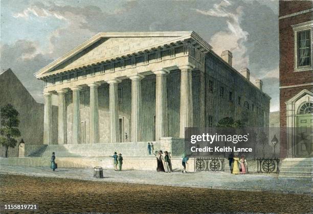 bank of philadelphia, the second bank of the united states - national centre stock illustrations