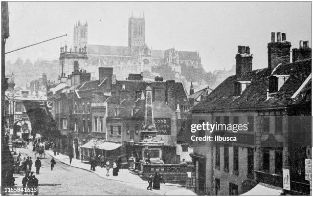 antique vintage black and white photo: lincoln - lincoln lincolnshire stock illustrations