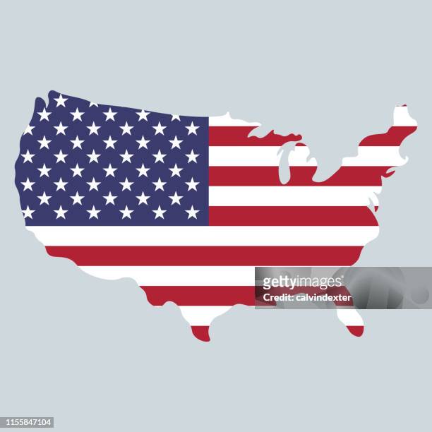illustrazioni stock, clip art, cartoni animati e icone di tendenza di mappa e design della bandiera degli stati uniti d'america 4 luglio - stati uniti d'america
