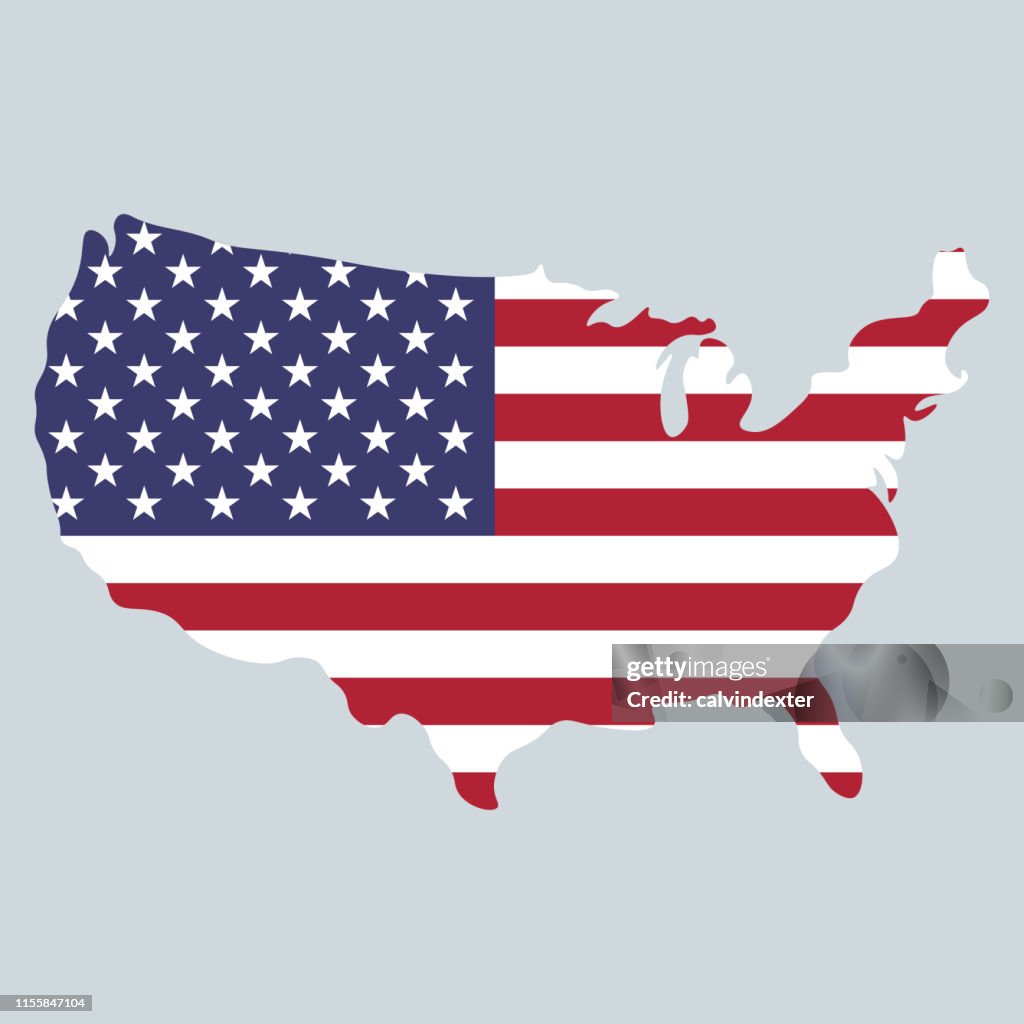 United States of America map and flag design 4th of July