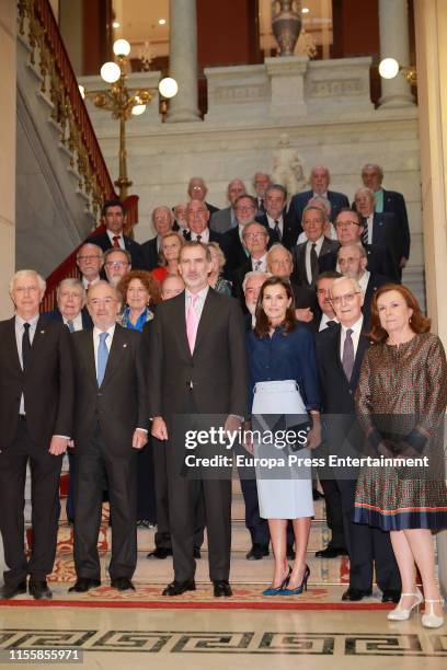 King Felipe of Spain and Queen Letizia of Spain attend the Presidency of the Plenary of the Spanish Royal Academy of Language 'RAE' on June 13, 2019...