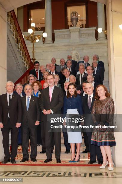 King Felipe of Spain and Queen Letizia of Spain attend the Presidency of the Plenary of the Spanish Royal Academy of Language 'RAE' on June 13, 2019...