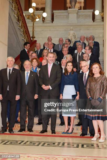 King Felipe of Spain and Queen Letizia of Spain attend the Presidency of the Plenary of the Spanish Royal Academy of Language 'RAE' on June 13, 2019...