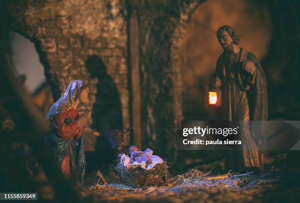 holy trinity nativity scene - jesus christ christmas stock pictures, royalty-free photos & images