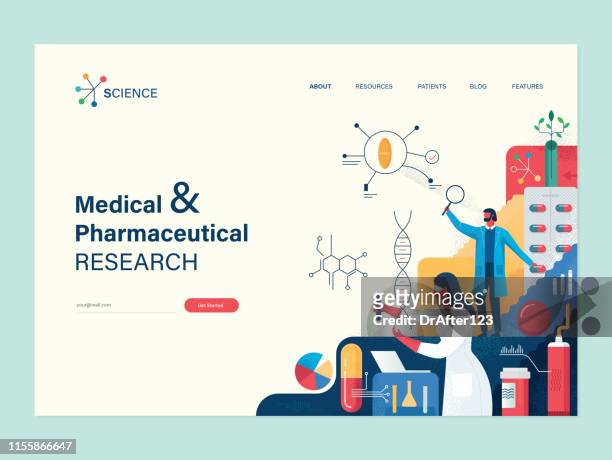 illustrations, cliparts, dessins animés et icônes de modèle web de recherche médicale - biomedical illustration