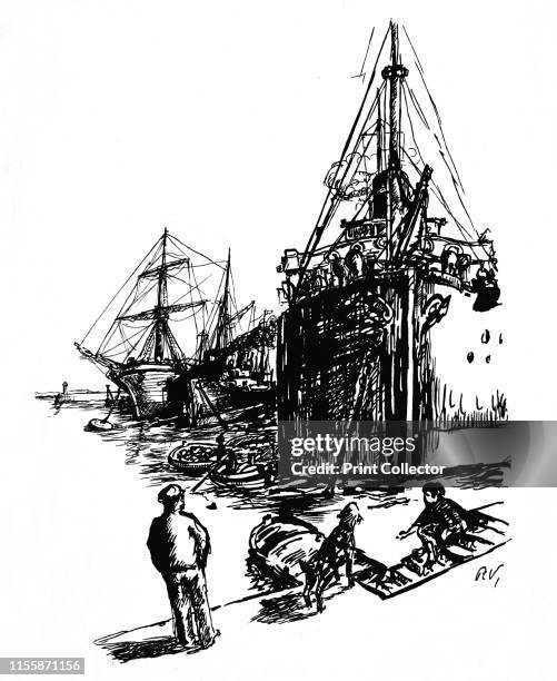 Ships in port, 1939. 'Dessin par Paul Valéry', . From "Verve - No. 8, Vol. II". [Verve, France, 1939]. Artist Paul Ambroise Valery.