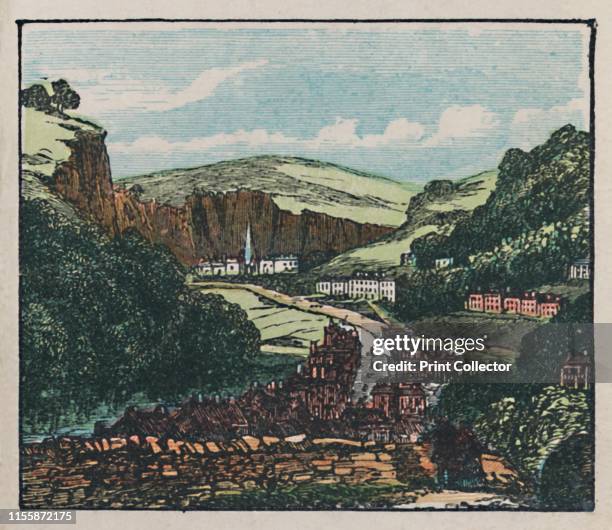 Matlock', circa 1910. 'Hot Springs. Romantic Scenery. Cotton Goods, Paper. Population 740.' The town of Matlock in Derbyshire's Peak District. From...