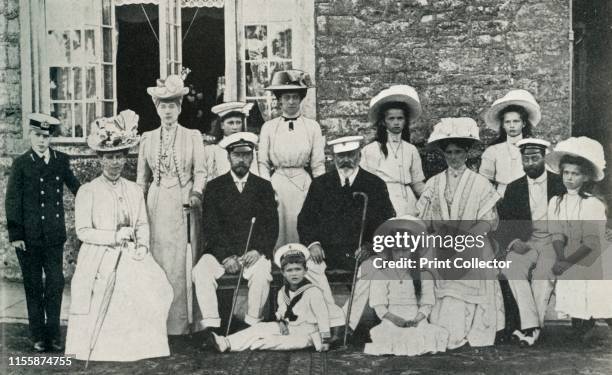 The British and Russian royal families . 'An official photograph to mark the visit to this country in 1909 of the late Czar and Czarina of Russia,...