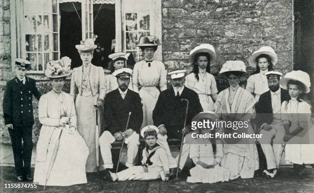The British and Russian royal families . 'An official photograph to mark the visit to this country in 1909 of the late Czar and Czarina of Russia,...