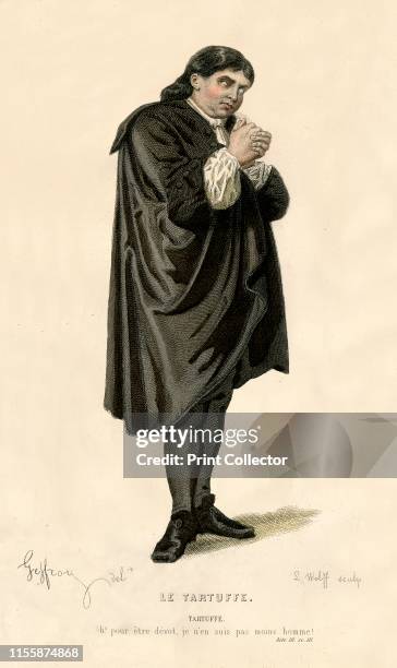 Tartuffe, 1868. The character of Tartuffe in "Tartuffe" , a theatrical comedy by Jean Baptiste de Molière, first staged in 1664. From "Oeuvres...