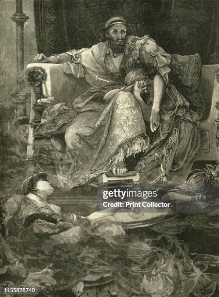 The Death of Sardanapalus', 1890. Sardanapalus, lking of Assyria in the flames of his palace. May represent the tragic fates of three Assyrian...