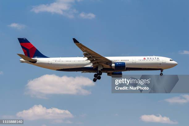 Delta Air Lines Airbus A330-300 landing at Athens International Airport AIA , LGAV / ATH Eleftherios Venizelos, with registration N806NW, a former...