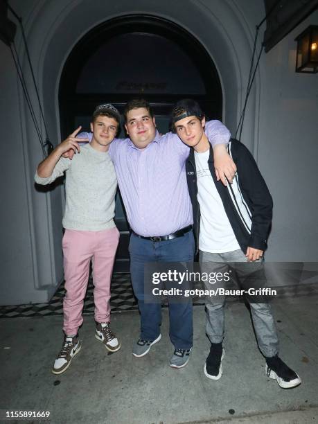 Michael Gruen, Alex Lange and David Mazouz are seen on July 15, 2019 in Los Angeles, California.