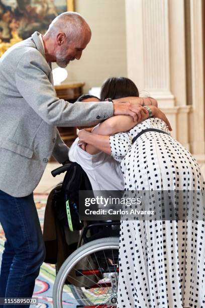 Queen Letizia of Spain attends several audiences at Zarzuela Palace on June 14, 2019 in Madrid, Spain.