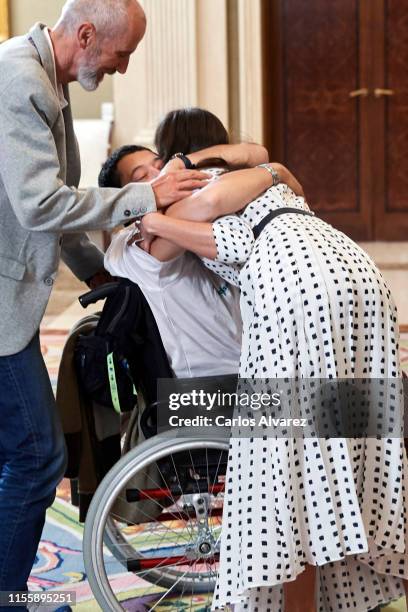 Queen Letizia of Spain attends several audiences at Zarzuela Palace on June 14, 2019 in Madrid, Spain.