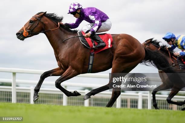 Sean Levey riding Ouzo win The Follow racingtv On Twitter Handicap at Sandown Park on June 14, 2019 in Esher, England.