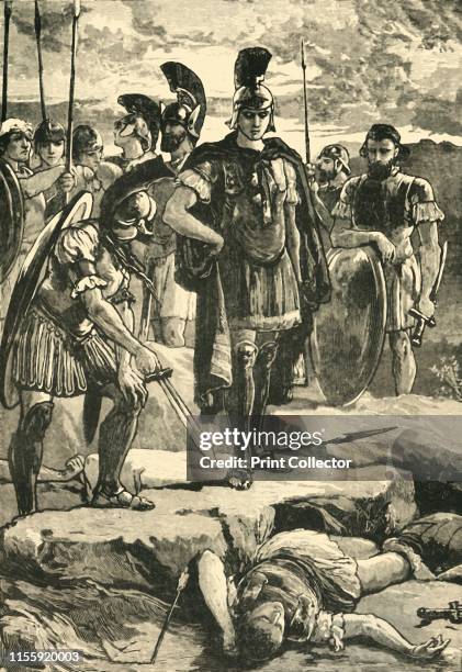 Alexander and the Body of Darius', 1890. Alexander the Great stands over Darius III betrayed and wounded by the javelins of Bessus and Nabarzanes in...