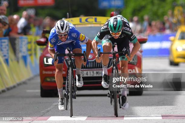 Arrival / Sprint / Julian Alaphilippe of France and Team Deceuninck-QuickStep / Gregor Mühlberger of Austria and Team Bora-Hansgrohe / during the...