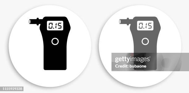 alcohol detector black and white round icon - light sensor stock illustrations