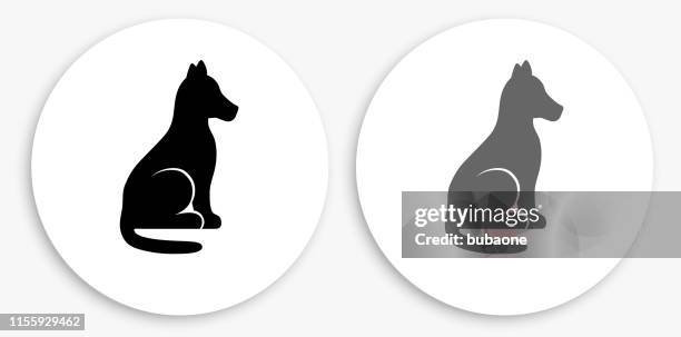 dog black and white round icon - multiple dogs stock illustrations