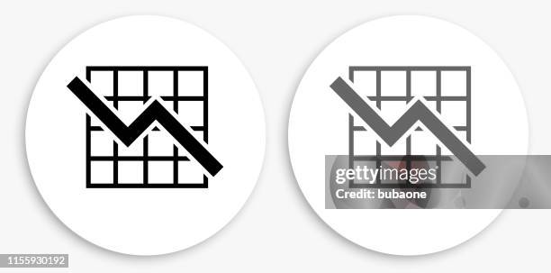 graph black and white round icon - reduce variation stock illustrations