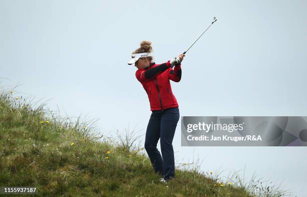 Amalie Leth-Nissen of Denmark in action during day four of the R&A Womens Amateur Championship at Royal County Down Golf Club on June 14, 2019 in...