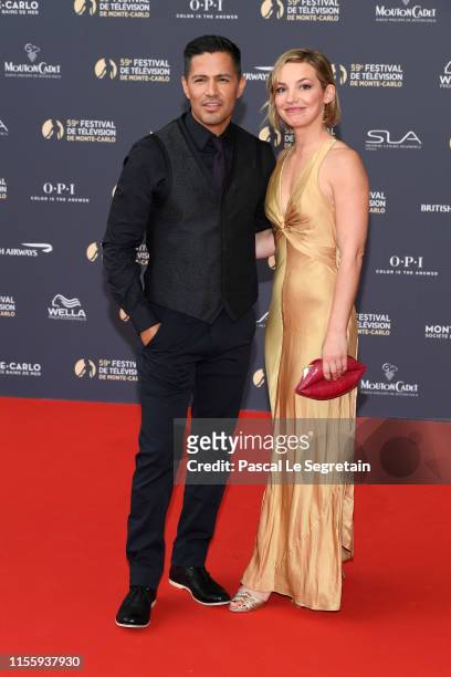 Jay Hernandez and Daniella Deutscher attend the opening ceremony of the 59th Monte Carlo TV Festival on June 14, 2019 in Monte-Carlo, Monaco.